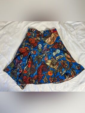 Vintage Chagall Stained Glass Wearable Art Print A-Line Midi Skirt